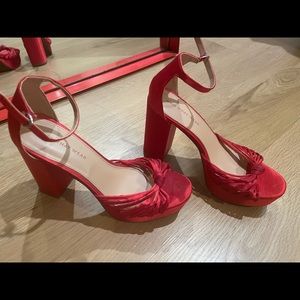 Red high heel sandals